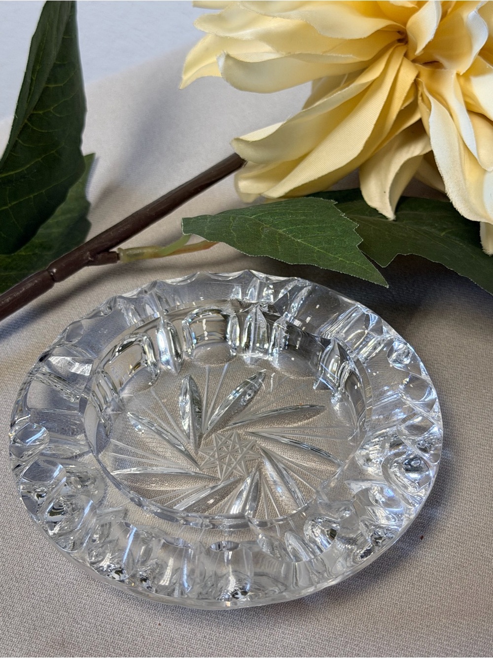 Clear Cut Glass Decorative Dish Ashtray